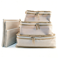 Khaki gingham 6-piece packing cube travel organizer set, from supplier listing
